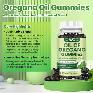 Gomitas de Aceite de Orégano OEM con Aceite de Semilla Negra, Vitamina D3, Carvacrol, Apoyo Inmunológico, Digestivo y Antioxidante - Product Image 4
