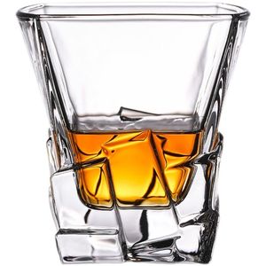 Verres à whisky 300 ml en cristal gaufré diamant, coupes à vin à base lourde, verres à whisky gaufrés style Old Fashioned à coupe diamant - Product Image 1
