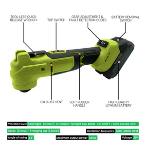 18V ~ 21V personnalisable sans fil sans brosse <span class=keywords><strong>oscillant</strong></span> multi-outils rectifieuse découpeuse une machine à usages multiples - Product Image 3