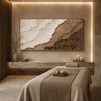 Décoration de salon, toile faite à la main, plâtre beige, vagues de mer, art texturé 3D, peinture murale Wabi Sabi pour projets hôteliers