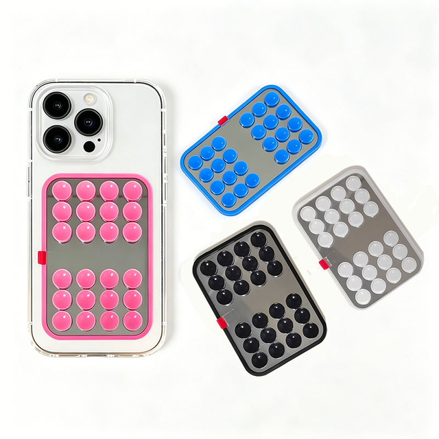 Wholesale Suction Cup Phone Mount Self-adhesive Silicone Suction Grip Mobile Holder with Built-in Mirror