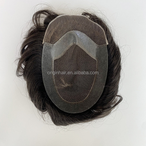 Stock Toupet da <span class=keywords><strong>Uomo</strong></span> In Pronta Consegna con Attaccatura Naturale Base in PU Hollywood e Pizzo Svizzero Protesi Capillare in Capelli Indiani per <span class=keywords><strong>Uomo</strong></span> - Product Image 1