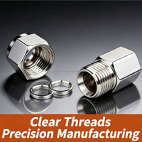 Unión Recta de Compresión con Rosca NPT Hembra de 1/4" OD, Doble Férula, para Tuberías de Aire e Hidráulica, Acero Inoxidable SS304