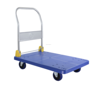 Carretilla Plegable de Plataforma 60x90cm, 400kg, Resistente, con 4 Ruedas de Goma para Logística de Almacén