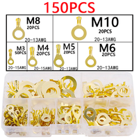 150 pièces 8 Types cosses de fil de cuivre connecteur de fil à sertir oeillets pince de connexion de câble pour batterie électrique industrielle