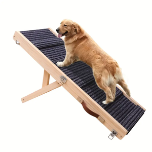 ทางลาดไม้สนธรรมชาติแบบพับได้สำหรับสัตว์เลี้ยง บันไดพกพาสำหรับสัตว์เลี้ยง ทางลาดสำหรับสุนัขพันธุ์เล็กถึงกลาง - Product Image 1