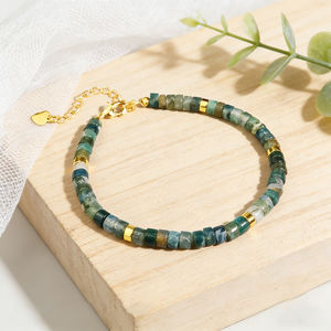 Women's Green <b>Jade</b> Crystal Gemstone Adjustable Beaded Bracelet-March Birthstone Trendy Birthday & Anniversary Gift - Product Image 3