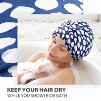 Bonnet de Douche Personnalisé Doublé Satin pour Femme, Imperméable, Double Couche, Réutilisable, Bande Élastique, Motif Pois, Fabrication OEM, Lot en Gros