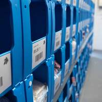 Wellpappe Kunststoff halboffenes Stapeln Warenbehälter kleiner Ersatzteil auswählen sortieren Aufbewahrungsorganisator Box Behälter Regal im Großhandel