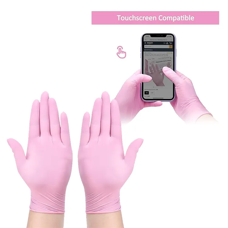 PINK Nitrile gloves Stock China wholesale Nitrile glove pink nitrile gloves manufacturers