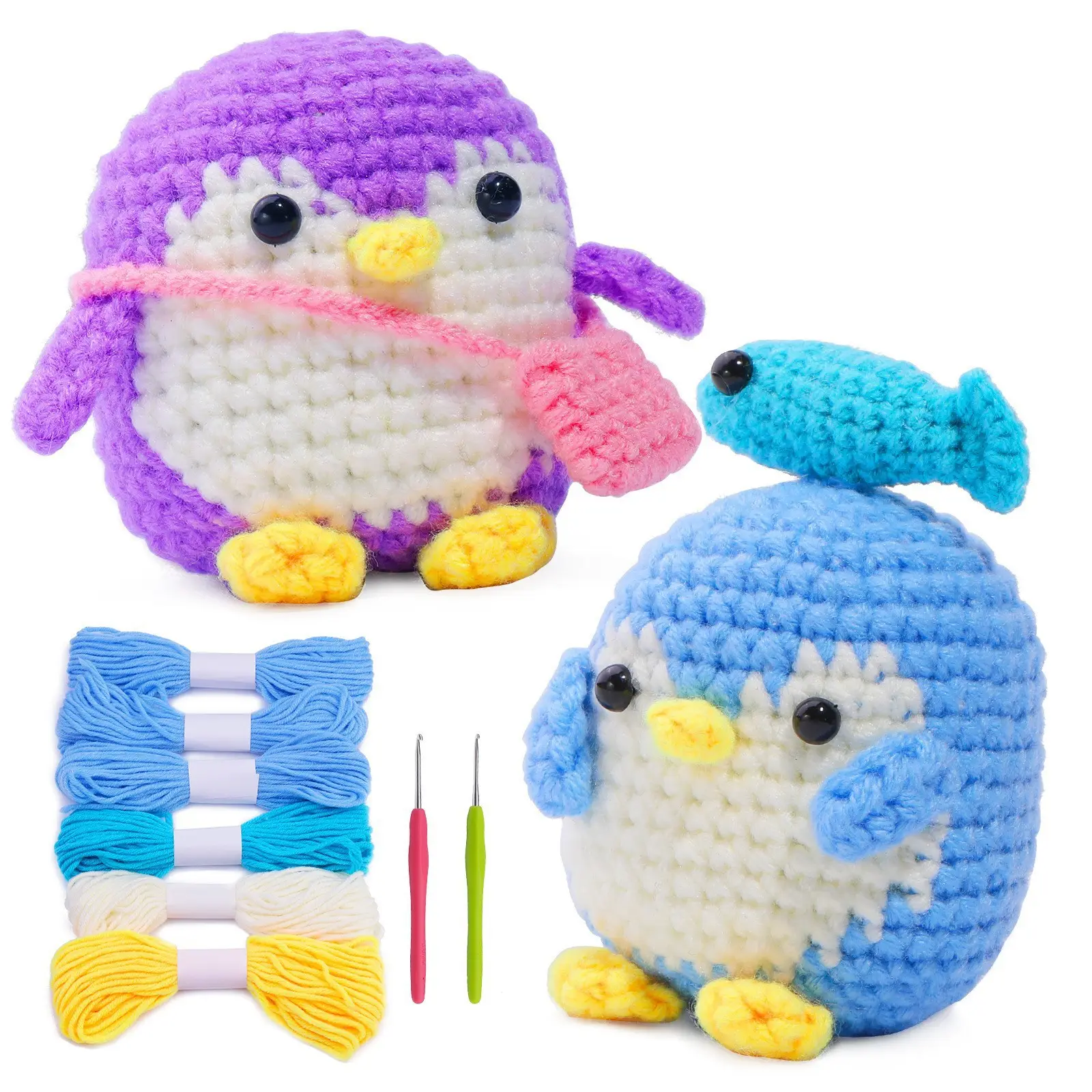Kit de tricô de crochê para iniciantes DIY conjunto de animais DIY para fazer crochê DIY presentes artesanais