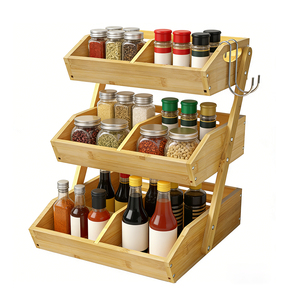 Étagère <span class=keywords><strong>de</strong></span> rangement modulaire à 3 niveaux en bambou moderne et écologique, pour cuisine, garde-manger, fournitures <span class=keywords><strong>de</strong></span> bureau, organisateur, taille personnalisée, vente en gros - Product Image 3