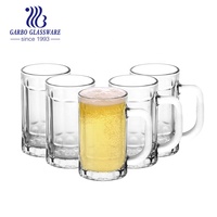 Chope à bière en verre 11oz avec logo personnalisé de haute qualité, pour bar, chope à bière en verre avec poignée, vente en gros