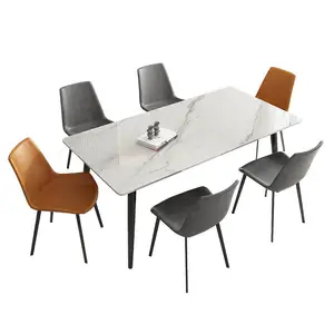 Modern Dining Room Furniture Durable Metal Long Table and Chairs Set for 6+ Seats Home Use