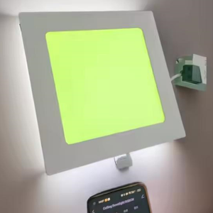 Panel de luz <span class=keywords><strong>LED</strong></span> inteligente para interiores, lámpara de techo RGB, luz nocturna, ultra uniforme, diseño empotrado redondo y delgado, RGB, WiFi, Bluetooth, 12wIP40 - Product Image 3