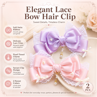 Joli Bandeau Nœud en Dentelle pour Enfants avec Pompons de Perles et Épingle à Cheveux en Voile, Mignon Cadeau de Fête, Accessoire Capillaire