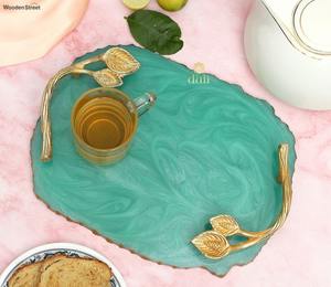 Plateau de service en résine de luxe de qualité supérieure pour les repas, l'heure du thé, les collations, la présentation de table décorative et les occasions spéciales - Product Image 2