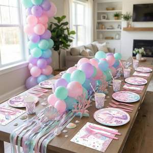 Juego de Platos y Servilletas Desechables <span class=keywords><strong>para</strong></span> Fiesta de Sirenas, Decoración <span class=keywords><strong>para</strong></span> Fiestas de Sirenas <span class=keywords><strong>para</strong></span> Niñas, Mujeres y Adultas - Product Image 6