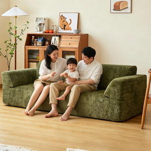 Cream Style Fabric Compression Vacuum <strong>Sofa</strong> Modern Straight Double Seater Tofu Block Pure <strong>Sponge</strong> <strong>Sofa</strong> <strong>for</strong> Living Room Hotel Villa - Product Image 3