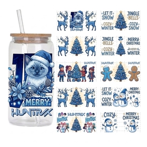 Pegatina UV DTF Personalizada de Navidad con Diseño Festivo de Muñeco de Nieve para Decoración de Productos y Regalos de Invierno, Impresión de Calidad y Suministro al por Mayor - Product Image 1