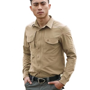 Camicia ad asciugatura rapida da uomo a <span class=keywords><strong>manica</strong></span> <span class=keywords><strong>lunga</strong></span> estiva aderente in tinta unita per abiti tattici ad asciugatura rapida - Product Image 2
