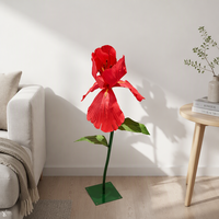 Fleur en tissu colorée faite à la main avec tige, iris géant artificiel pour hall d'hôtel, fête, centre commercial, vitrine, fleur décorative