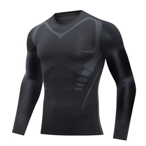 Chemise compressée <span class=keywords><strong>T</strong></span>-<span class=keywords><strong>shirt</strong></span> à manches longues pour <span class=keywords><strong>homme</strong></span> Couche de base Fitness Workout Vêtements de sport à séchage rapide - Product Image 1