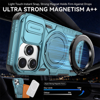 Étui de téléphone antichoc avec support rotatif magnétique et fenêtre coulissante pour Xiaomi 18 Pro Max/Poco X8 Power/F9 Ultra/Redmi Note17/K100ProMax