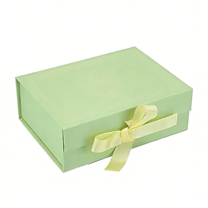 Customized Embossed Graphic Folding Gift Box Manufacturer Made Foldable Flat Ribbon Closure Paper Packaging Box for Apparel - Product Image 1