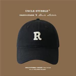 Unisex Baseball Cap Cotton Embroidered R Logo Solid Color Casual Duckbill Hat <b>Sunscreen</b> Breathable Warm Windproof Sunshade - Product Image 3