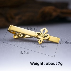 Pince à cravate Saint Flower en acier inoxydable pour homme, motif fleur de lys, accessoire essentiel pour costume, mariage, fête, anniversaire - Product Image 4
