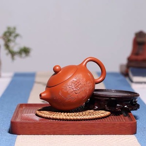 Chinese Traditional Good Meaning <strong>Yixing</strong> Classic Xishi <strong>Handmade</strong> Purple Clay <strong>Teapot</strong> With Peony Flower