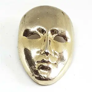 Vintage Viso Maschera Spilla Veneziano Teatro Tema Oro Tono del Metallo Distintivo