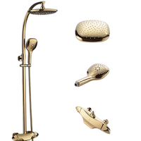 Ensemble de robinetterie de douche colonne murale thermostatique de luxe en laiton à double poignée avec cartouche céramique et barre coulissante