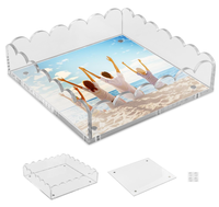 Plateau en acrylique festonné personnalisable avec tapis magnétique, cadre photo en lucite, présentoir photo transparent