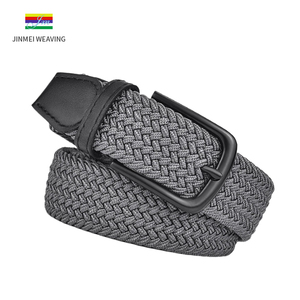 Thắt lưng nam da dệt thun co giãn, đầu dây da, có thể điều chỉnh, logo tùy chỉnh, màu đen - Product Image 5