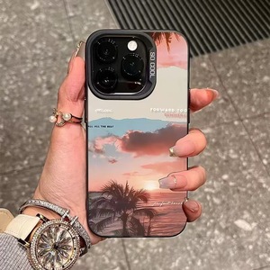 Puesta de sol en el mar Patrón Impresión láser PC duro TPU Funda para teléfono móvil para Iphone X Xr Xs 11 12 13 14 15 16 17 Pro Max Plus - Product Image 1