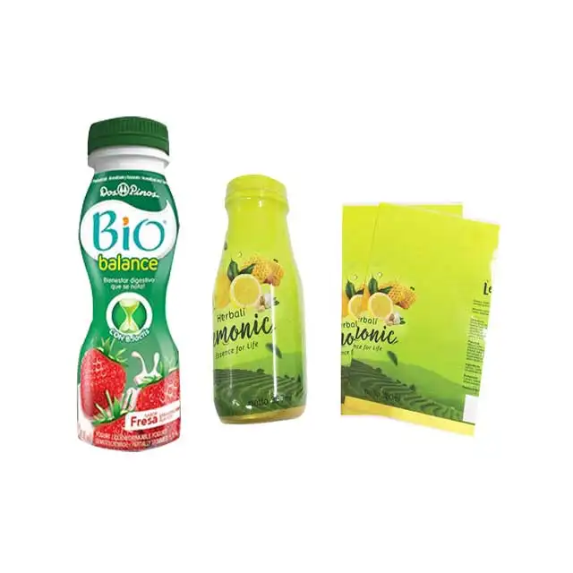 Custom printing PET/PVC food grade shrink label for fruit juice beverage bottle