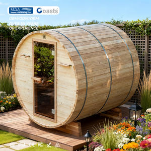 ساونا تقليدية خارجية على شكل برميل من خشب الصنوبر مع موقد حطب لجلسات الاسترخاء في حمام البخار - Product Image 1