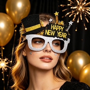 Occhiali <span class=keywords><strong>per</strong></span> Festa di <span class=keywords><strong>Capodanno</strong></span>, Neri e Oro, Divertenti Accessori <span class=keywords><strong>per</strong></span> Foto, Montatura Occhiali a Forma di Stella con Fuochi d'Artificio 2027 - Product Image 2