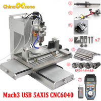 Máquina Fresadora CNC HY6040 de 5 Ejes Reales con Enfriador, USB, MACH3, 2200W, para Metal Blando, Madera, Acrílico, PVC, Stock en la UE, Chinacnczone