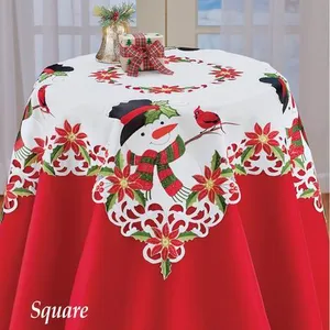 christmas embroidery table cloth with cutwork