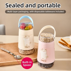 Portable Cereal <b>Container</b> to Go Travel Cereal Bowl and Milk <b>Container</b> Yogurt Cup With Lid and Spoons <b>Breakfast</b> on the Go - Product Image 1