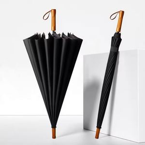 Paraguas Recto de Negocios de 16 Varillas para Hombre, Mango Grande de Plástico, Manual, 117cm, Varillas de Fibra, Regalo Publicitario, Logotipo Imprimible, Venta al por Mayor - Product Image 1