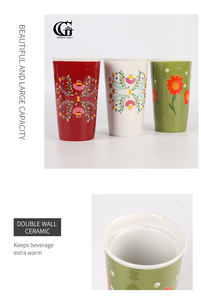 Mignon couple tasse à café tasse créative étudiant bureau tasse de voyage en céramique avec couvercle - Product Image 5