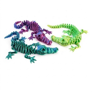 Modelo de Cráneo de Cocodrilo Articulado Impreso en 3D, Degradado Azul Púrpura, Material PLA, Decoración de Escritorio Duradera, Juguete Antiestrés Feeron - Product Image 1