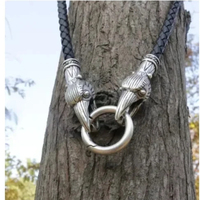 Collier en cuir loup viking pour hommes, pendentif loup nordique, amulette, bijoux vintage punk rétro