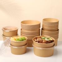 Bol jetable en papier kraft de 1100 ml, imperméable, résistant à l'huile, rond, pour emporter, conteneur alimentaire écologique pour salade, soupe, restauration