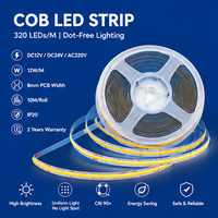 Bande LED COB 12V 480 LED 6000k CRI90 8mm IP20 Bande LED flexible Certifiée CE RoHS