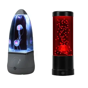 Lampu Lava akuarium, daya USB berubah warna lampu meja ruang lampu malam untuk anak-anak bayi tangki ubur-ubur lampu meja